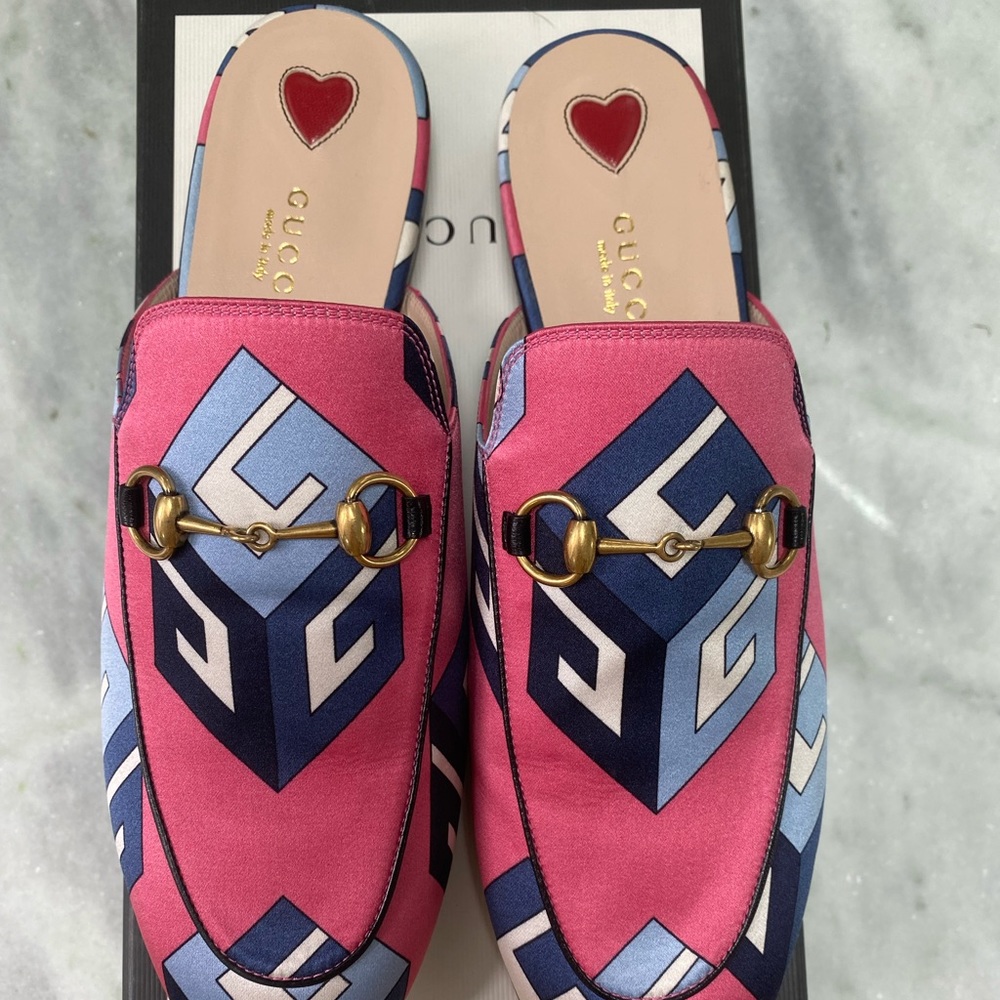 GUCCI PINK BLUE HORSEBIT SANDALS